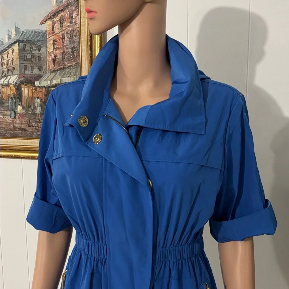 Ali Ro Jacket Blue Anorack Short Sleeve zip Lightweight‎ Hooded Jacket  Size 2
